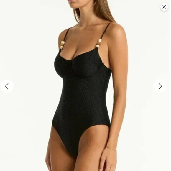 Sea Level Australia Caracus Balconette One Piece in Black Size 6 - Picture 3 of 7